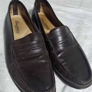 Santoni Men's Dark Brown Leather Italy Penny Loafers | FITS USA 8.5 Standard